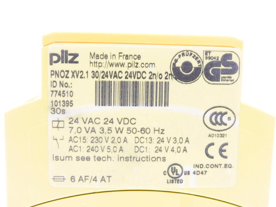 PILZ PNOZ-XV2.1-30/24VAC-24VDC-2N/O-2N/O-T 774510 24VAC/DC NSMP