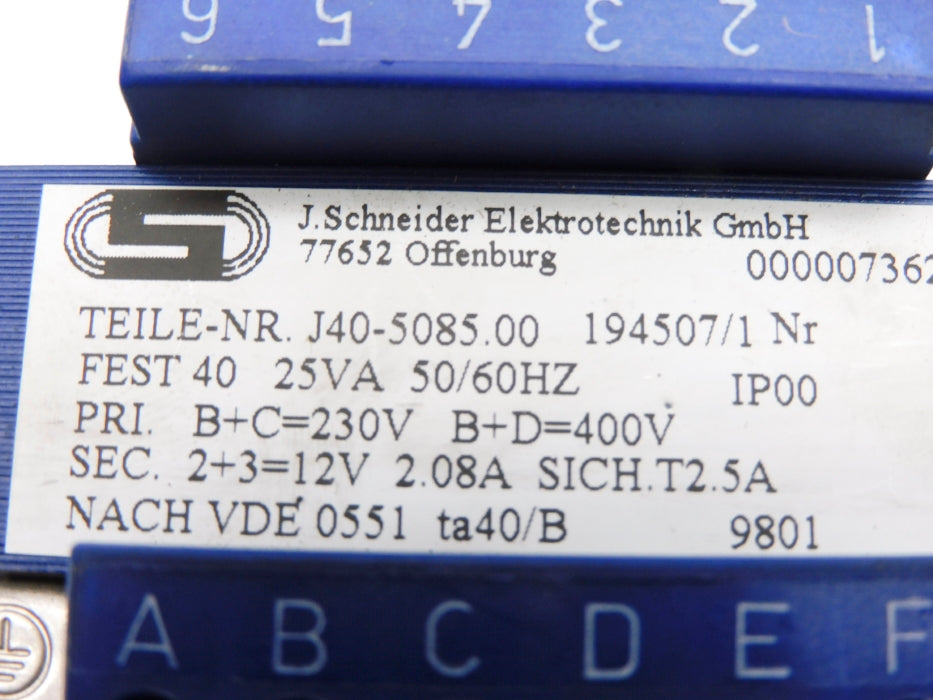 SCHNEIDER ELEKTROTECHNIK J40-5085.00 194507/1 25VA UNMP