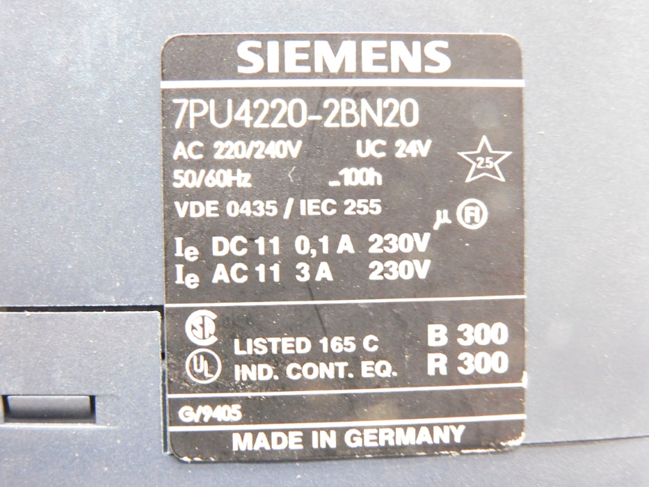 SIEMENS 7PU4220-2BN20 24V 100H (AS PICTURED) UNMP