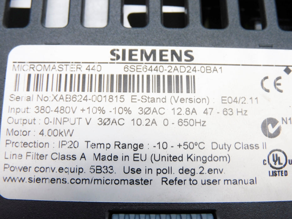 SIEMENS 6SE6440-2AD24-0BA1 UNMP