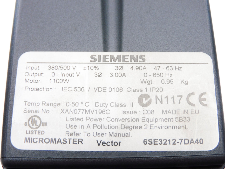 SIEMENS 6SE3212-7DA40 UNMP