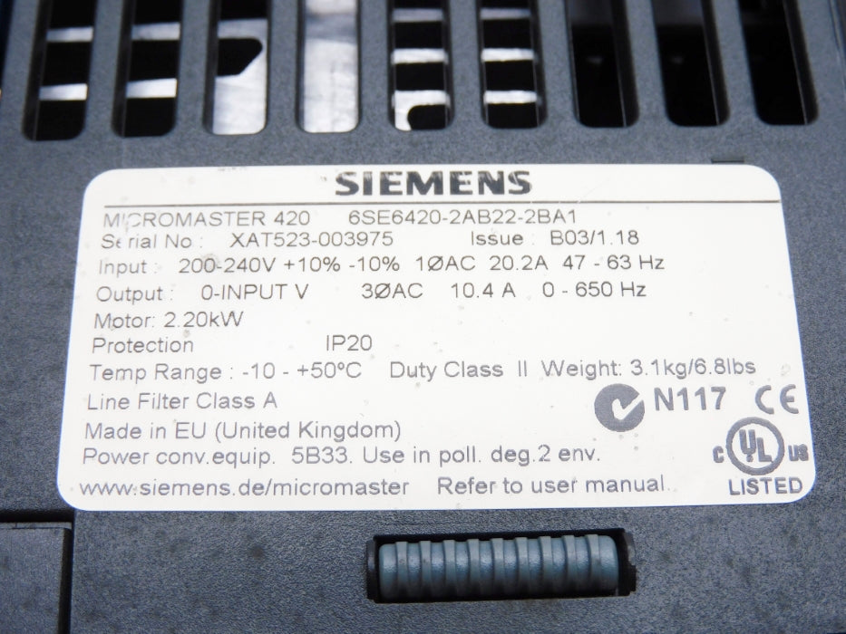 SIEMENS 6SE6420-2AB22-2BA1 NSNP