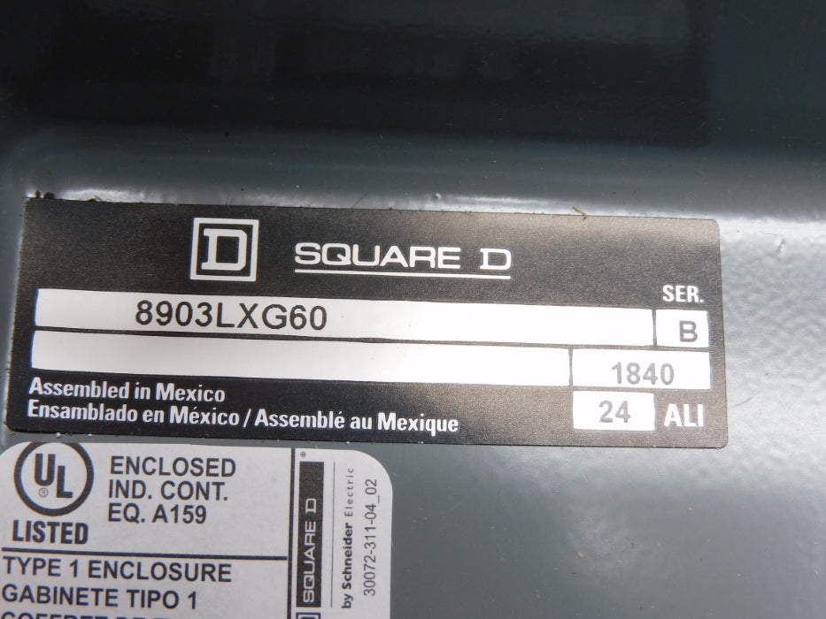 SQUARE D 8903LXG60V02 SER. B 110/120V NSMP