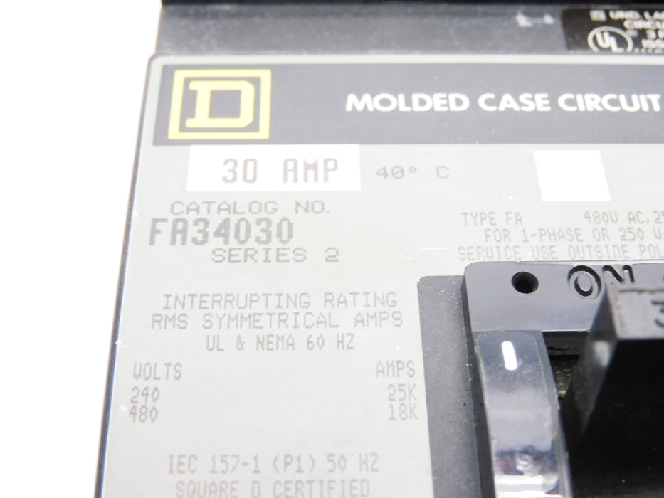 SQUARE D FA34030 SER. 2 30A 480V (AS PICTURED) NUPI