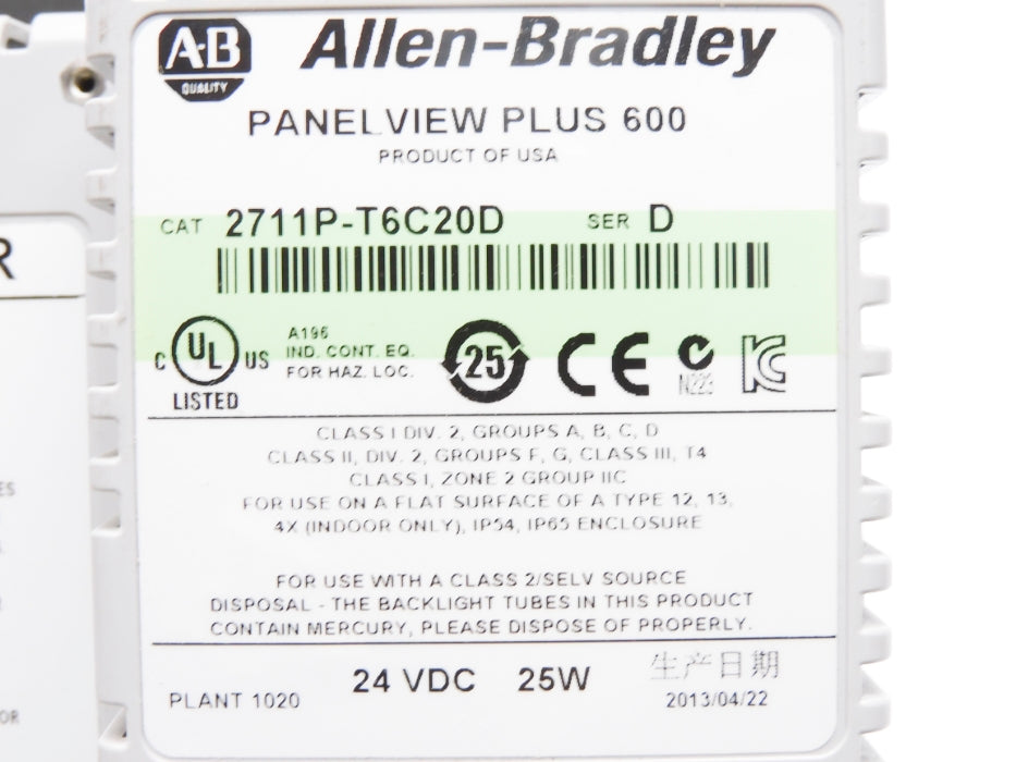 ALLEN BRADLEY 2711P-T6C20D SER. D (AS PICTURED) UNMP