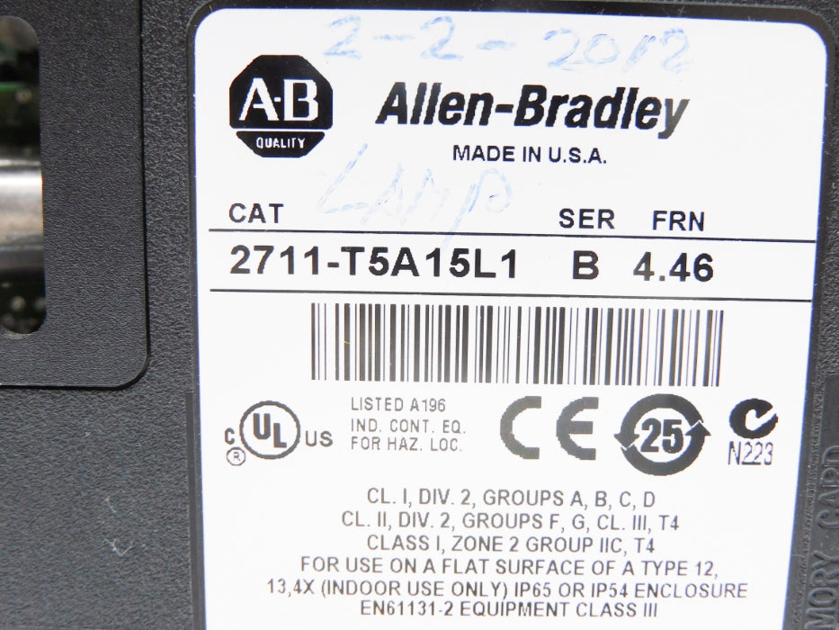 ALLEN BRADLEY 2711-T5A15L1 SER. B F/W 4.46 (AS PICTURED) UNMP
