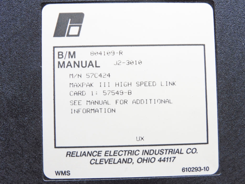 RELIANCE ELECTRIC 804109-R 57C424 UNMP