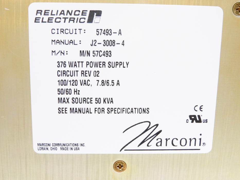 RELIANCE ELECTRIC MARCONI 57C493 UNMP