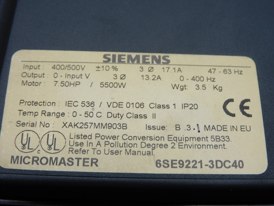 SIEMENS 6SE9221-3DC40 NSMP