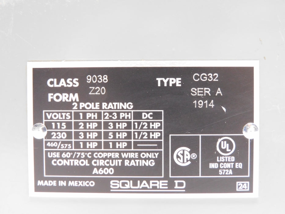 SQUARE D 9038CG32 SER. A (AS PICTURED) NSNP