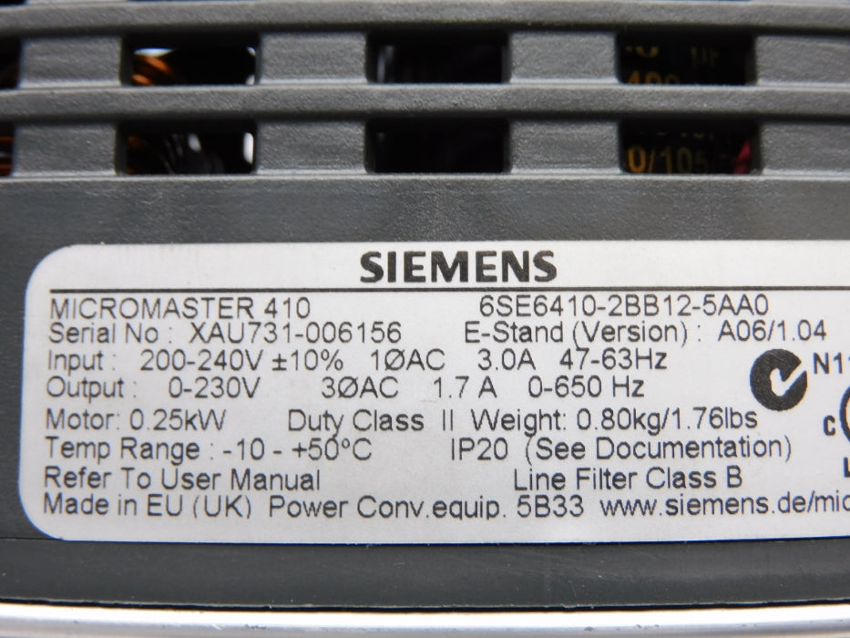 SIEMENS 6SE6410-2BB12-5AA0 NSNP