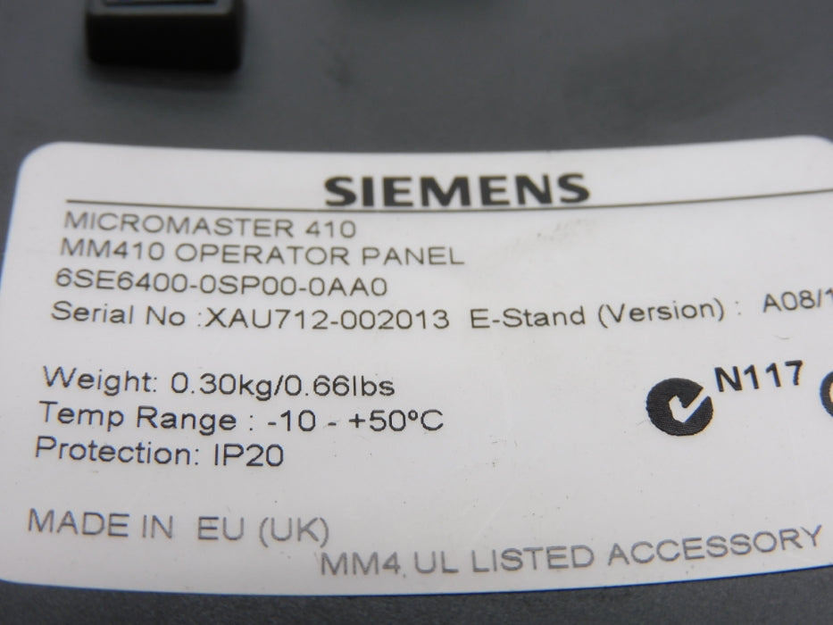 SIEMENS 6SE6400-0SP00-0AA0 UNMP