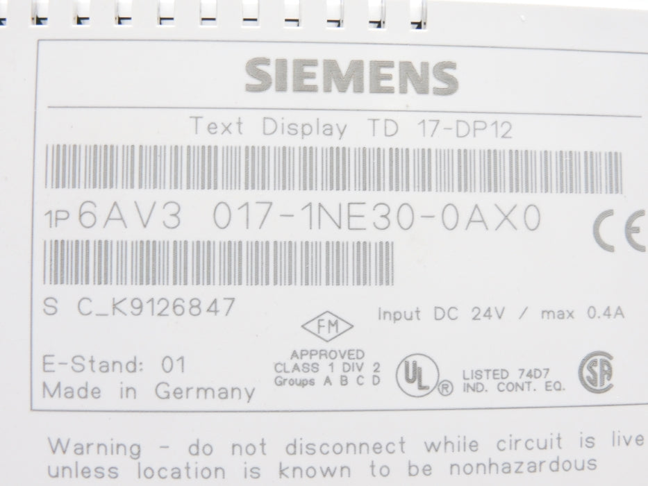 SIEMENS 6AV3017-1NE30-0AX0 NUPI