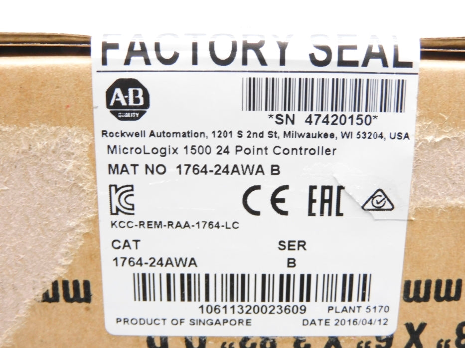 ALLEN BRADLEY 1764-24AWA SER. B DATE: 2016 NSFS