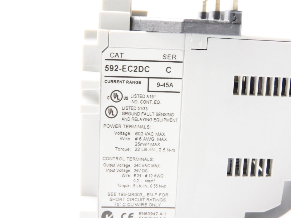 ALLEN BRADLEY 592-EC2DC SER. C F/W 5.006 9-45A 24VDC (BR/WH) NSMP