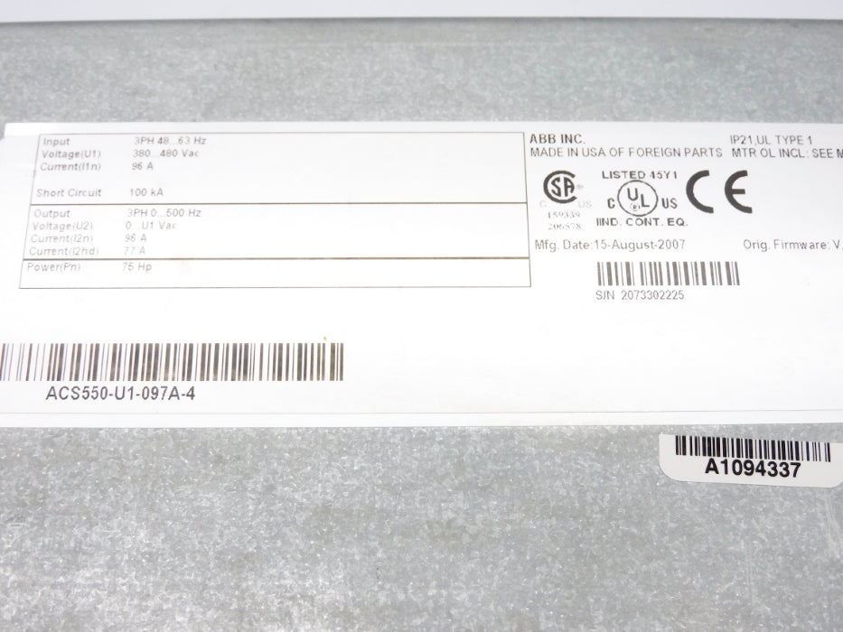 ABB ACS550-U1-097A-4 UNMP