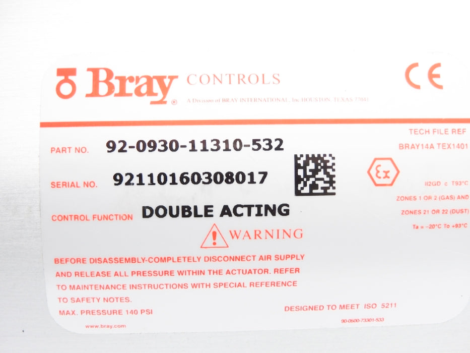 BRAY CONTROLS 92-0930-11310-532 140PSI NSMP