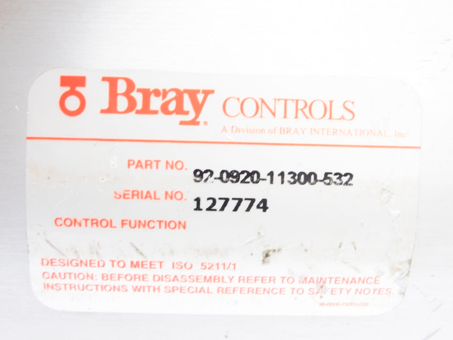 BRAY CONTROLS 92-0920-11300-532 UNMP