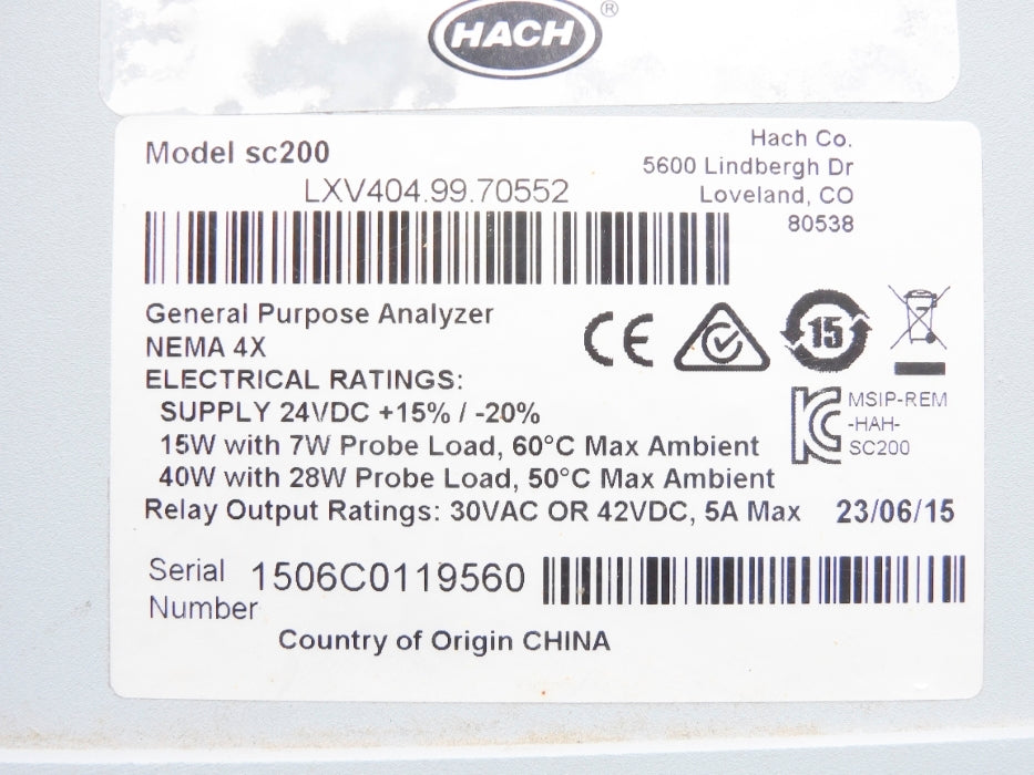 HACH LXV404.99.70552 SC200 UNMP