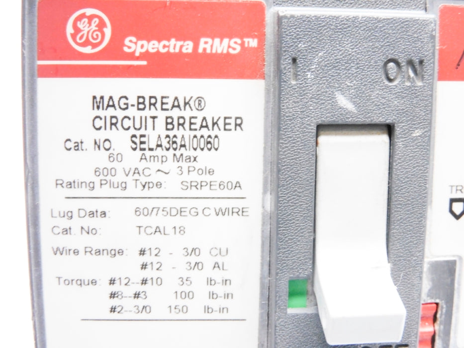 GENERAL ELECTRIC SELA36AI0060 60A 600VAC (AS PICTURED) NSNP