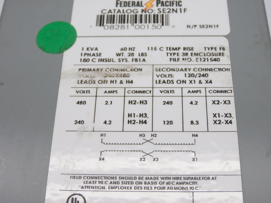 FEDERAL PACIFIC SE2N1F 1KV (AS PICTURED) NSNP