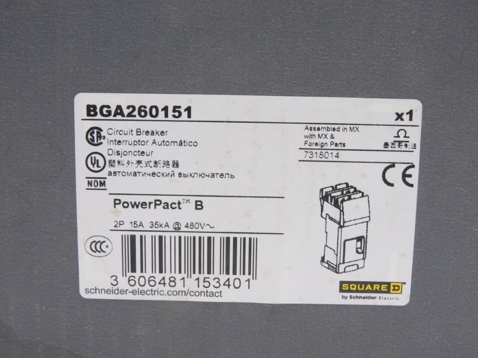 SQUARE D BGA260151 15A 480V NSMP
