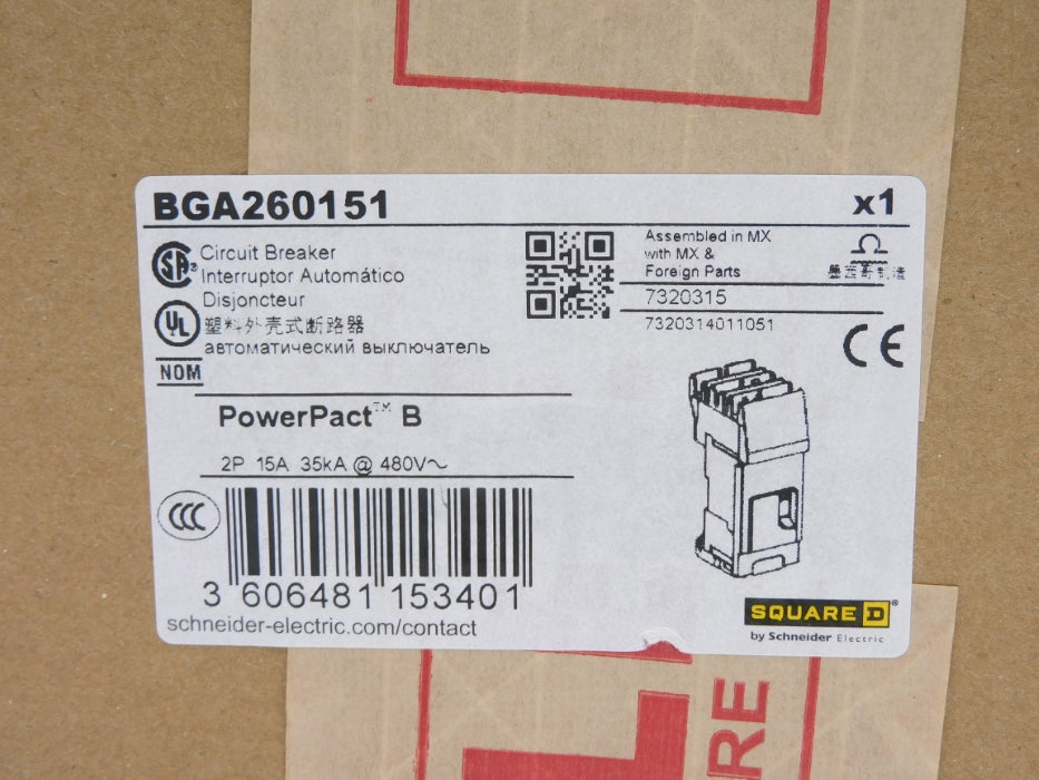 SQUARE D BGA260151 15A 480V NSFS
