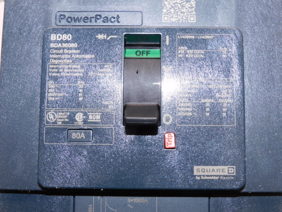 SQUARE D BDA36080 80A 480V NSMP