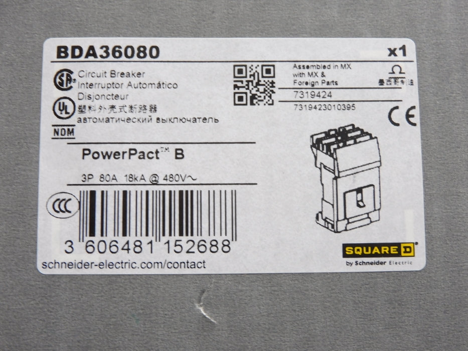 SQUARE D BDA36080 80A 480V NSMP