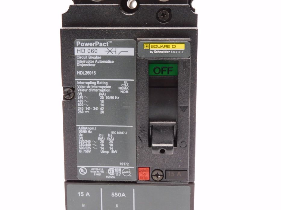 SQUARE D HDL26015 600V 15A NSMP