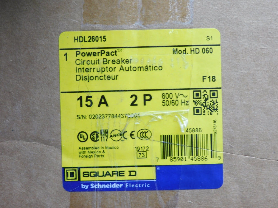 SQUARE D HDL26015 600V 15A NSMP