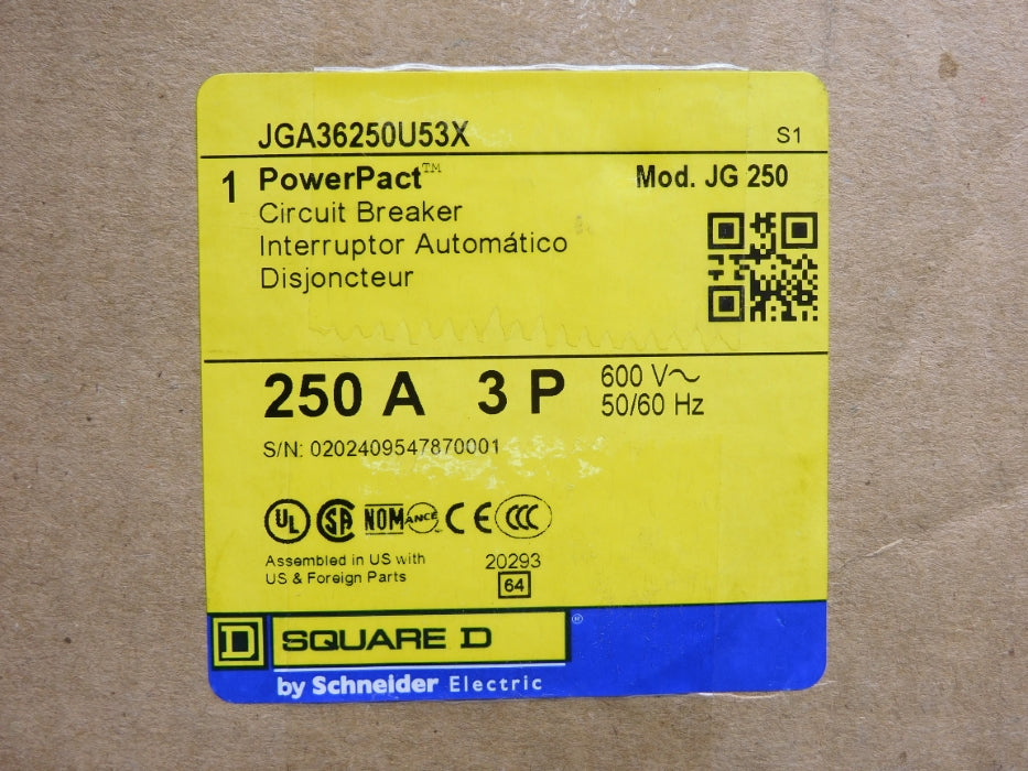 SQUARE D JGA36250U53X 250A 600V NSMP