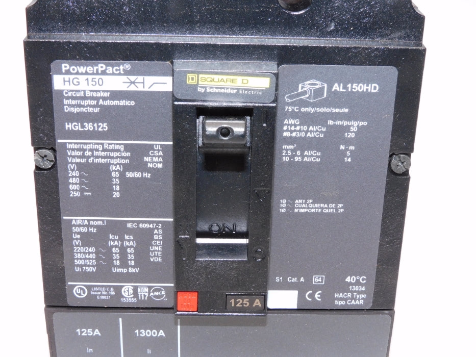 SQUARE D HGL36125 600V 125A NSMP