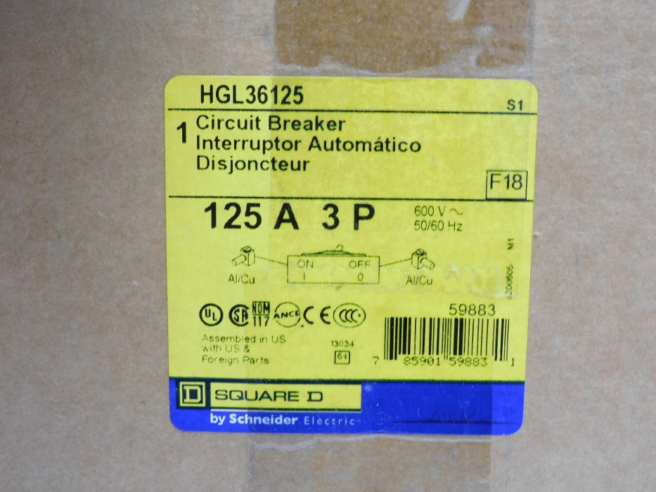 SQUARE D HGL36125 600V 125A NSMP