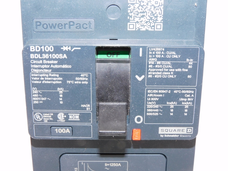 SQUARE D BDL36100SA 100A 480V NSMP