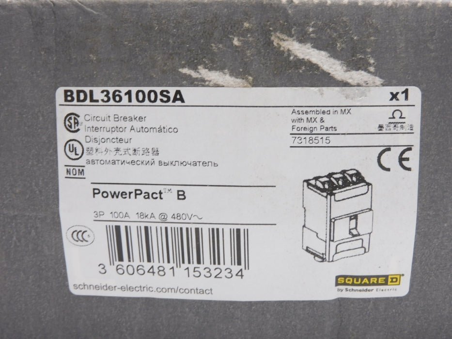 SQUARE D BDL36100SA 100A 480V NSMP