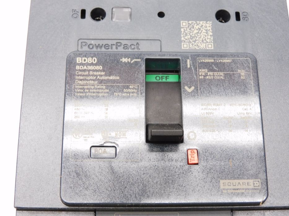 SQUARE D BDA36080 80A 480V (AS PICTURED) NSMP