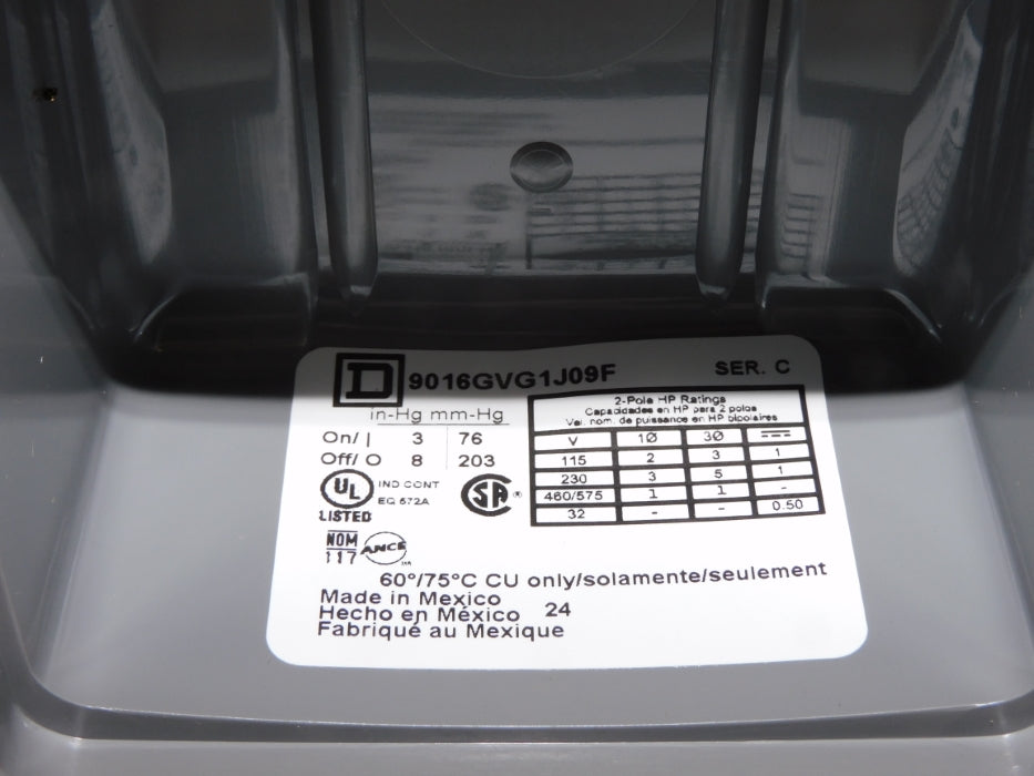 SQUARE D 9016GVG1J09F SER. C 3-8"HG NSMP