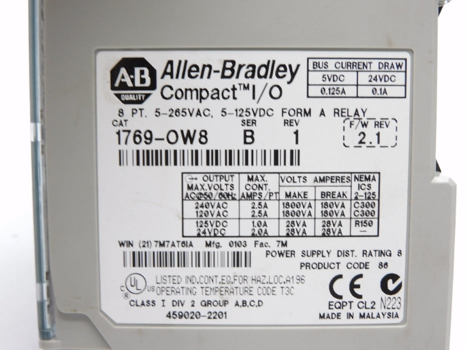 ALLEN BRADLEY 1769-OW8 SER. B F/W 2.1 UNMP
