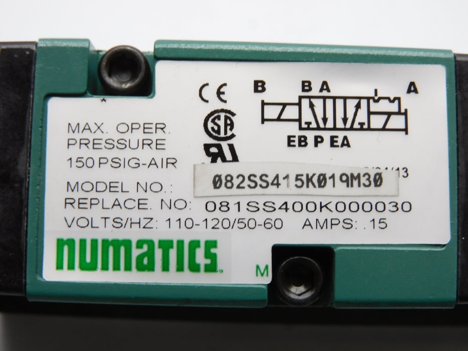 NUMATICS 082SS415K019M30 110-120/50-60 150PSIG NSNP