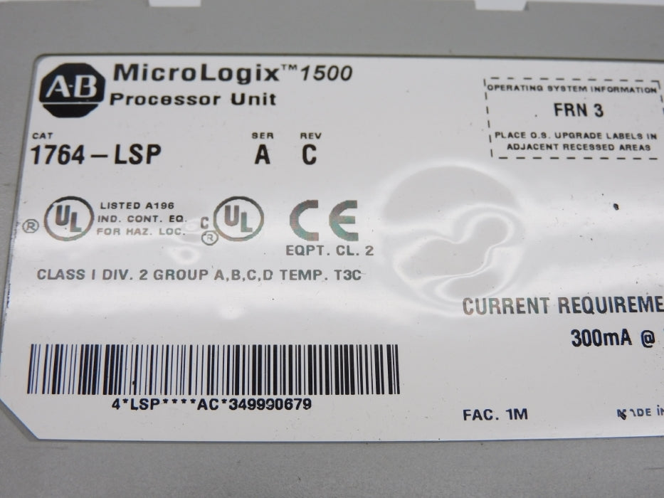 ALLEN BRADLEY 1764-LSP SER. A F/W 3 UNMP