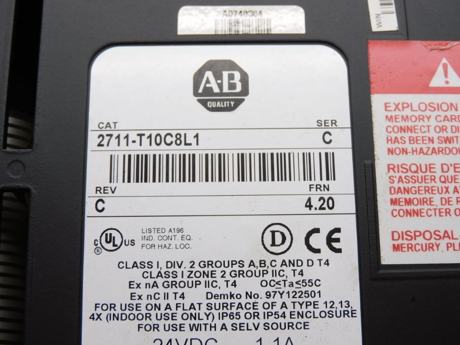 ALLEN BRADLEY 2711-T10C8L1 SER. C F/W 4.20 NUPI