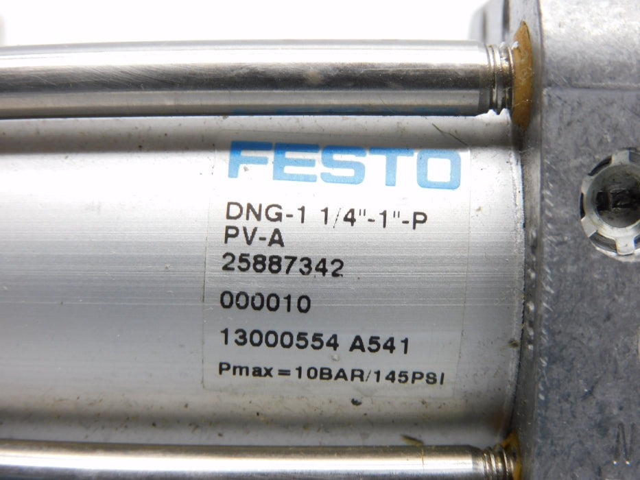 FESTO DNG-1-1/4"-1"-PPV-A 25887342 SER. A541 145PSI UNMP