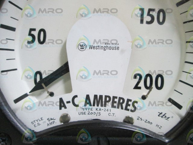 WESTINGHOUSE PANEL METER 0-200AMPS KA-241 *NEW NO BOX *