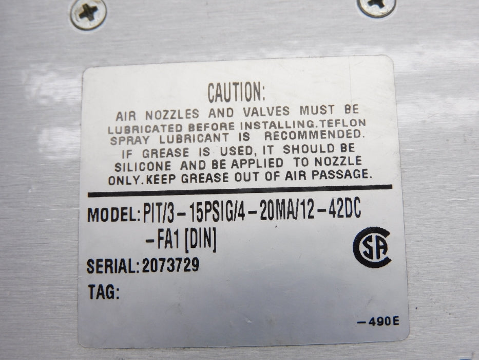 MOORE INDUSTRIES PIT/3-15PSIG/4-20MA/12-42DC-FA1[DIN] UNMP