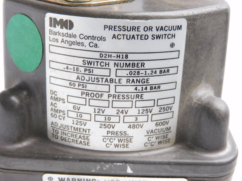 BARKSDALE D2H-H18 60SPI UNMP