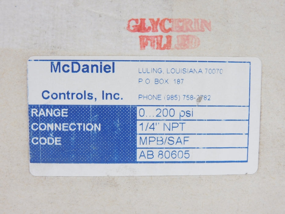 MCDANIEL CONTROLS AB80605 MPB/SAF 0-200PSI NSMP