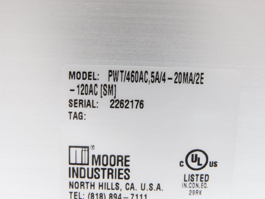 MOORE INDUSTRIES PWT/460AC,5A/4-20MA/2E-120AC[SM] UNMP