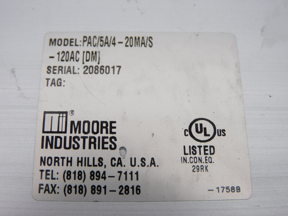 MOORE INDUSTRIES PAC/5A/4-20MA/S-120AC[DM] NSNP