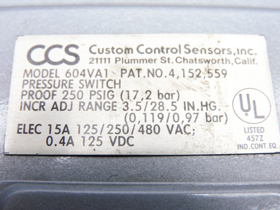 CCS 604VA1 250PSIG NSNP